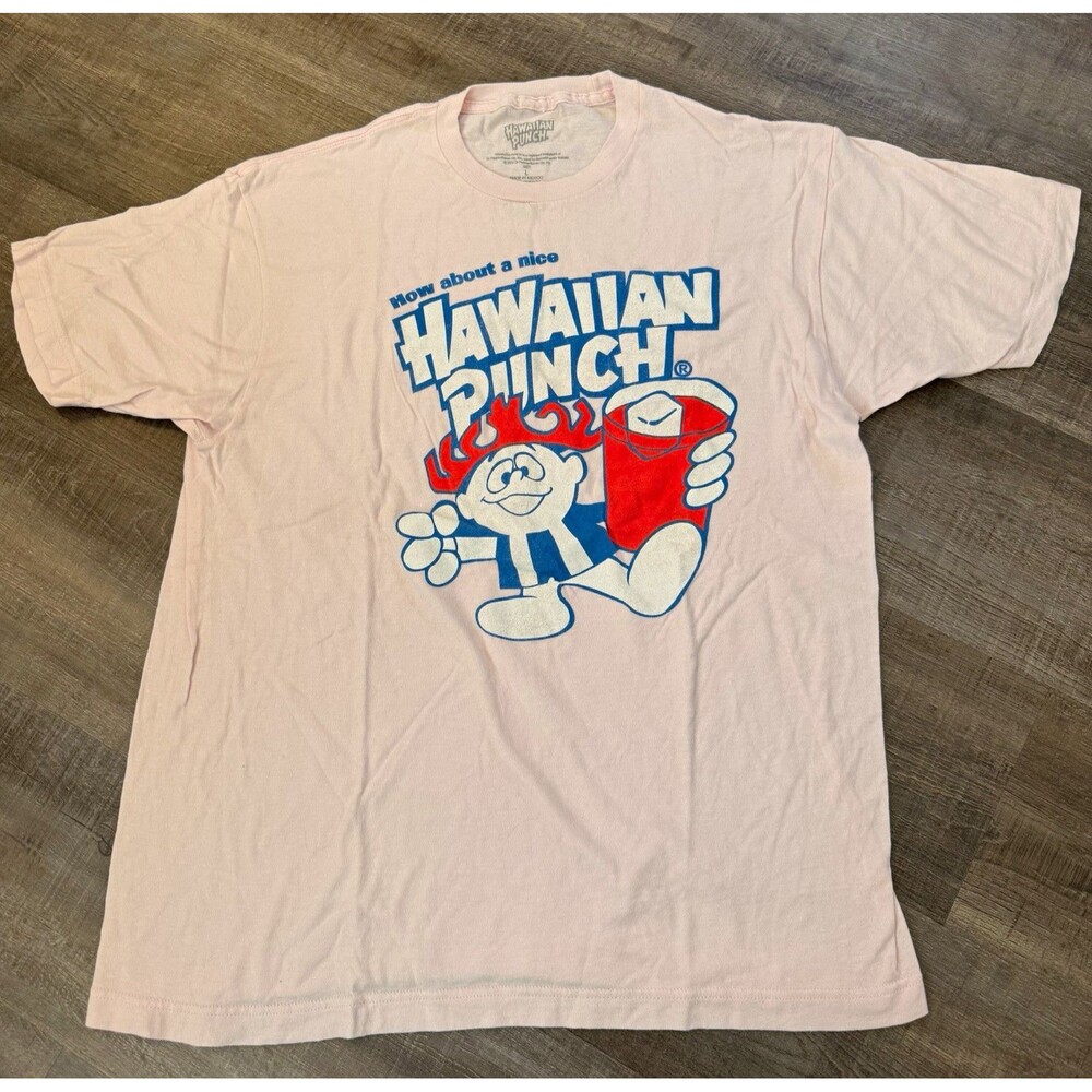 Hawaiian Punch Punchy Logo Graphic Print Pink Men's L Short Sleeve Crew Tee